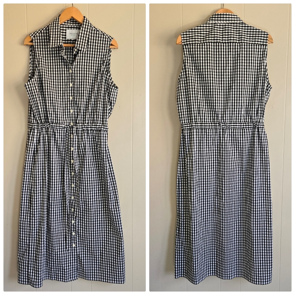 The Shirt by Rochelle Behrens Black and White Gingham Sleeveless Shirtdress